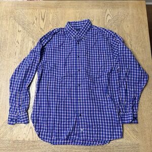 F/X‎ Fusion Large Pink Blue Plaid Long Sleeve Button Front Shirt